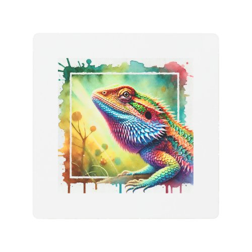 Cuban Western Bearded Anole 080724AREF122 _ Waterc Metal Print