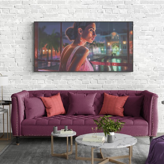 Cuban Woman Looking Out Window Miami Painting Poster (Creator Uploaded)