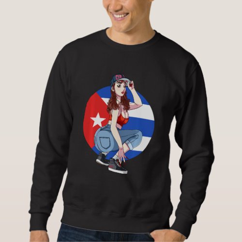 Cubana Strong Latin Girl Cuba Flag Pride Sweatshir Sweatshirt