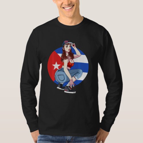 Cubana Strong Latin Girl Cuba Flag Pride Sweatshir T_Shirt