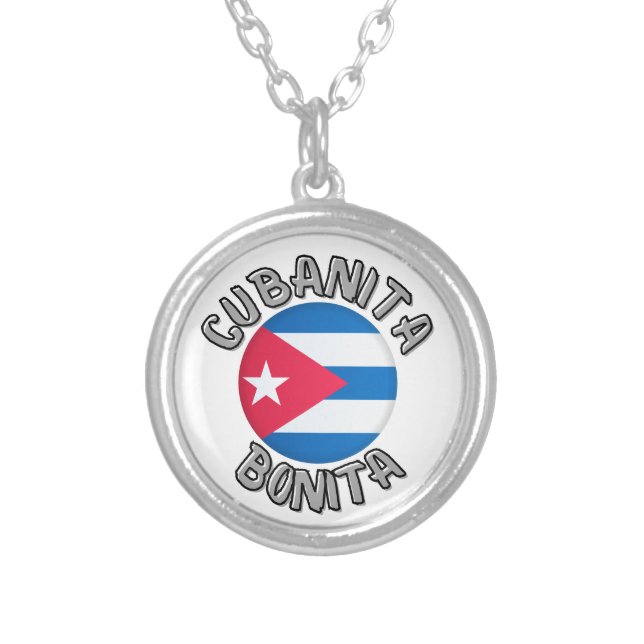 Cubanita Cuban Girl Flag Cute Necklace (Front)