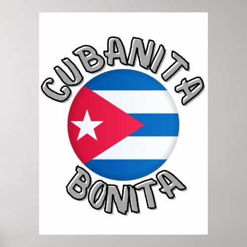 Cubanita Cuban Girl Flag Cute Poster
