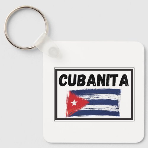 Cubanita Cuban Girl Flag  Keychain