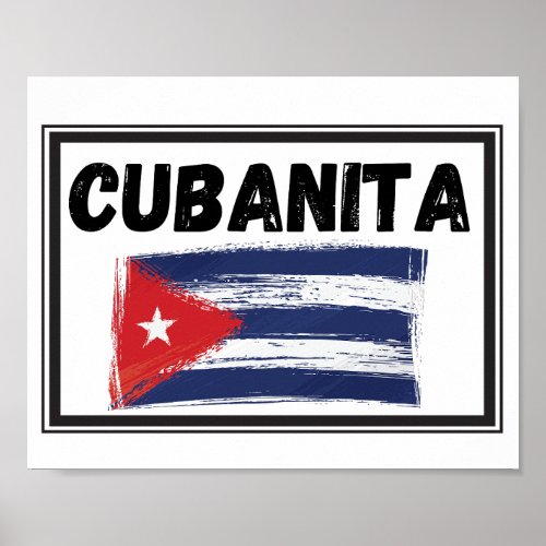 Cubanita Cuban Girl Flag     Poster
