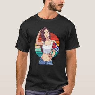 Cubanita Girl Cuba Flag Hispanic Cuban Pride Vinta T-Shirt