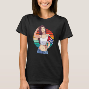 Cubanita Girl Cuba Flag Hispanic Cuban Pride Vinta T-Shirt