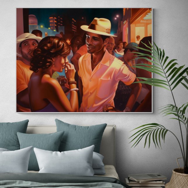 Cubans Talking Miami Outdoor Night Painting Poster (Creator Uploaded)