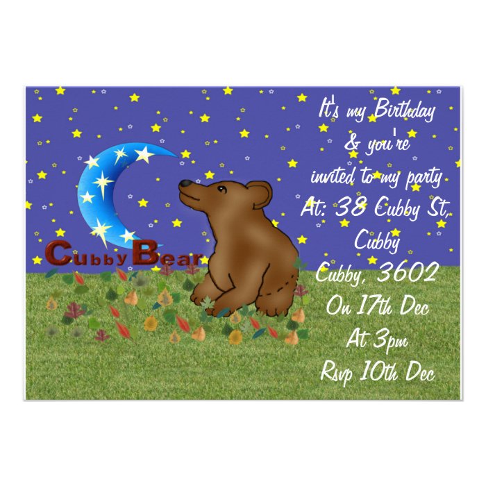 Cubby Bear Invitation