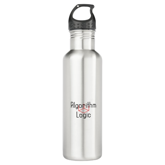Cube Algorithm Logic Speed Cubing Buster Stainless Steel Water Bottle (Front)