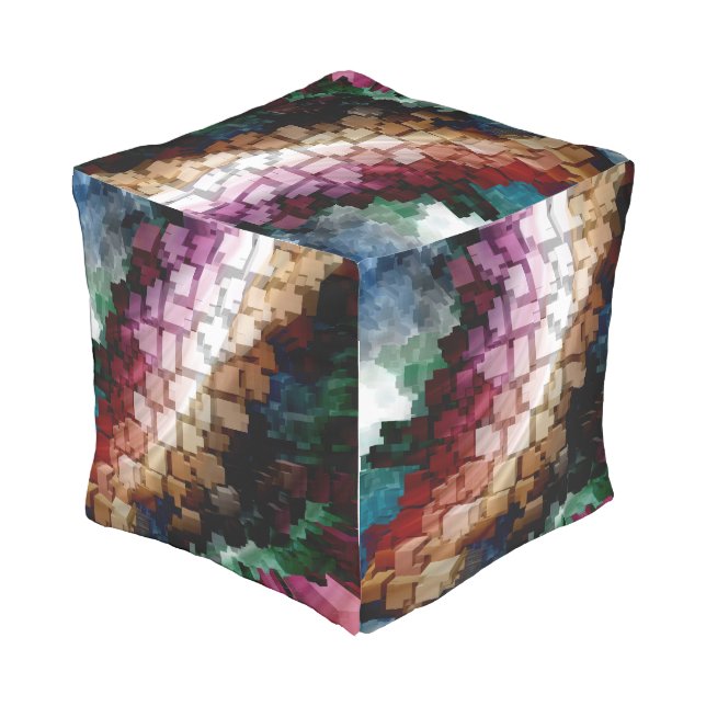 Cube Centric Dark Wind Outdoor Pouf (Angled Back)