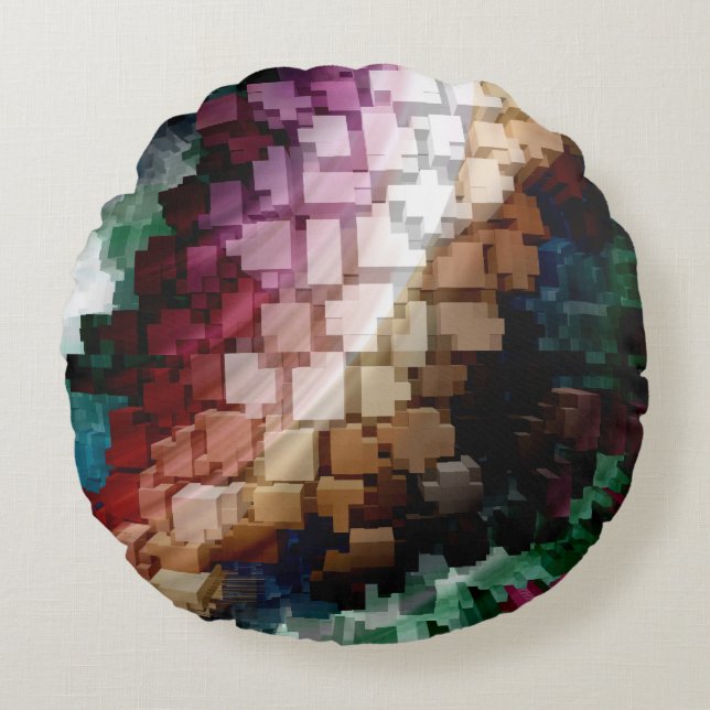 Cube Centric Dark Wind Round Pillow (Front)