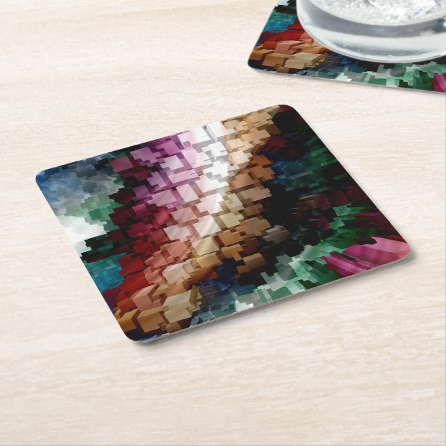 Cube Centric Dark Wind Square Paper Coaster (Angled)