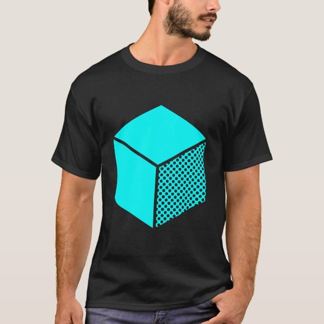 Cube - Cyan on Dark T-Shirt (Front)