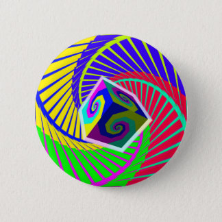 Cube Floating Over a Rainbow Spiral Staircase Button