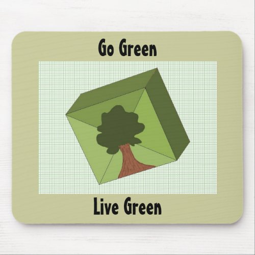 Cube Green Tree _ Go Green Mouse Pad