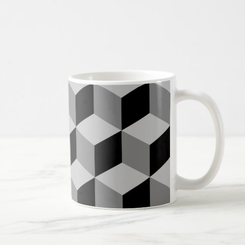 Cube Large Pattern Black  Greys Coffee Mug