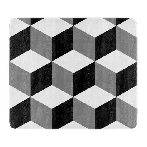 Cube Large Pattern Black White  Grey Cutting Board