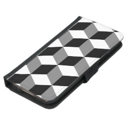 Cube Large Pattern Black White &amp; Grey Samsung Galaxy S5 Wallet Case