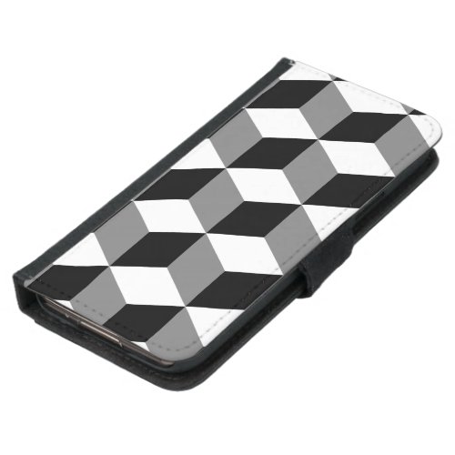 Cube Large Pattern Black White  Grey Samsung Galaxy S5 Wallet Case