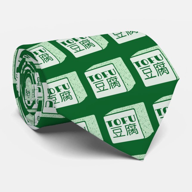 Cube of tofu Japanese writing Neck Tie (Rolled)