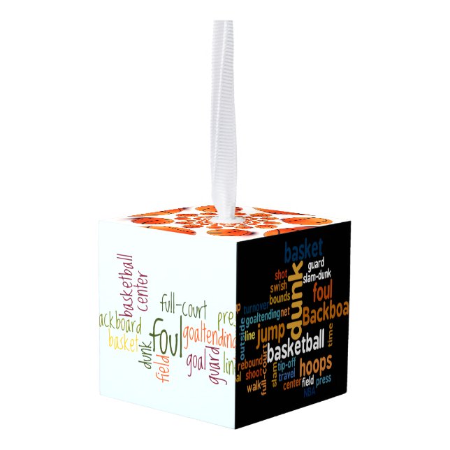 Cube Ornament Basketball the Game of Champions (Back Angled)