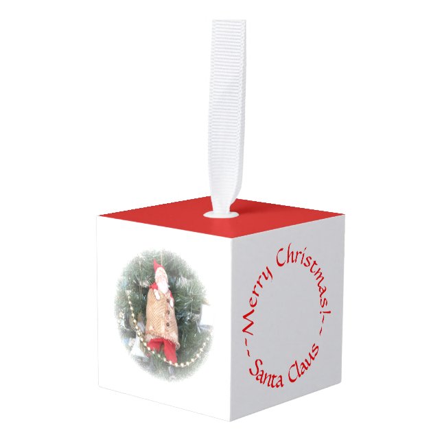 Cube Ornament - Santa Claus (Front Angled)