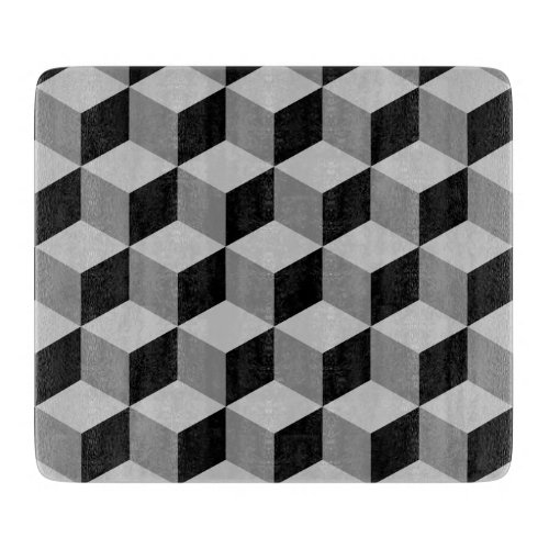 Cube Pattern Black  Greys Cutting Board