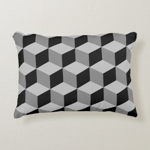 Cube Pattern Black  Greys Decorative Pillow