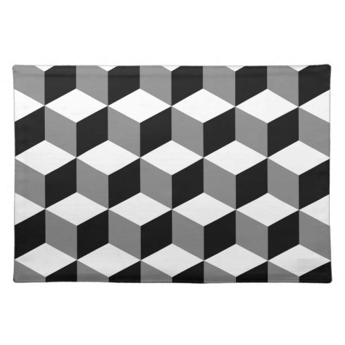 Cube Pattern Black  Greys Placemat