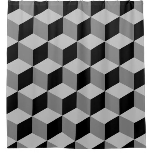 Cube Pattern Black  Greys Shower Curtain