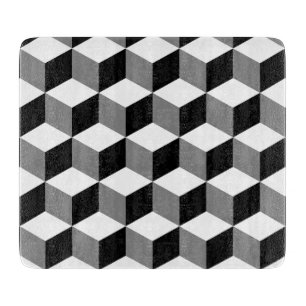 Cube Pattern Black White & Grey Cutting Board