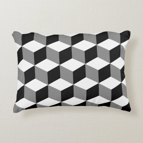 Cube Pattern Black White  Grey Decorative Pillow