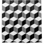Cube Pattern Black White &amp; Grey Shower Curtain at Zazzle