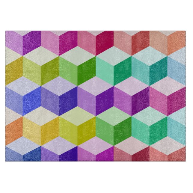Cube Pattern Multicolored Cutting Board (Front)