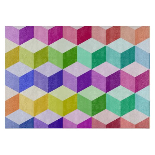 Cube Pattern Multicolored Cutting Board