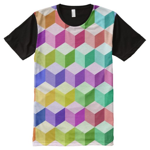 Cube Repeat Pattern Multicolored All-Over Print T-shirt | Zazzle