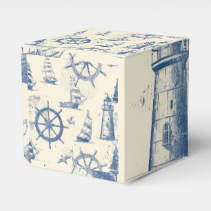 Cube Shaped Gift Box with Nautical Anchor and Helm