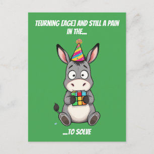 Cube Solver Donkey Funny Birthday Humor Postcard