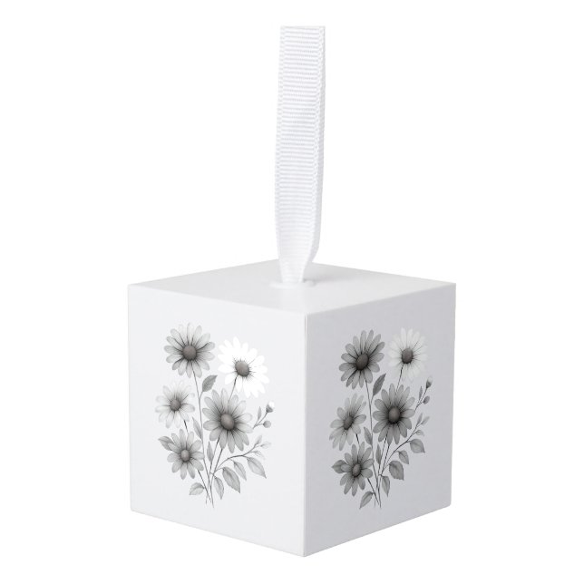 Cube Spring Ornament - Daisy Print - Corrine & Co (Front Angled)
