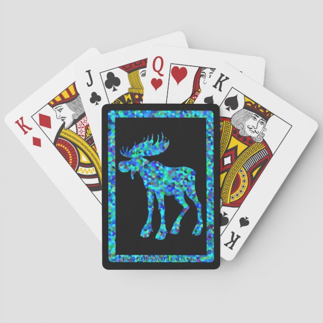Cubed Moose on Black - Bicycle Playing Cards (Back)