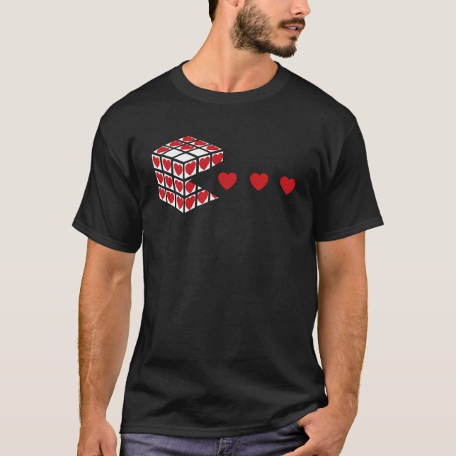 Cuber Speed Cubing  Love Heart Math Puzzle Valenti T-Shirt (Front)