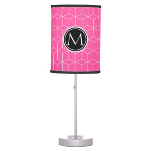 Cubes and Monogram Brilliant Rose Table Lamp