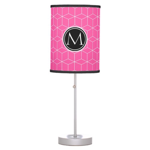 Cubes and Monogram Brilliant Rose Table Lamp