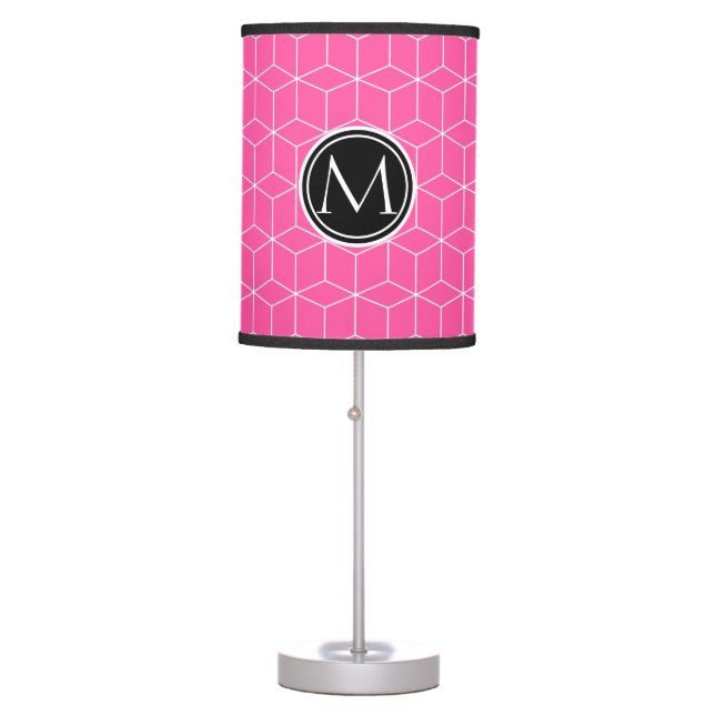 Cubes and Monogram Brilliant Rose Table Lamp (Front)