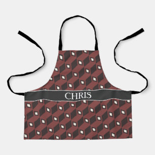 Cubes Brown Black Minimal Pattern Apron