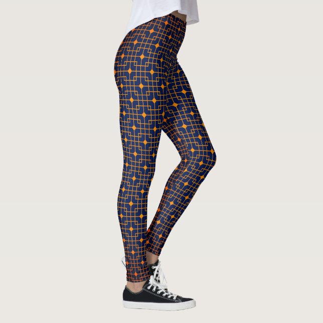 Cubes, Cubical And Cubics Pointed Chinese Pattern Leggings (Right)