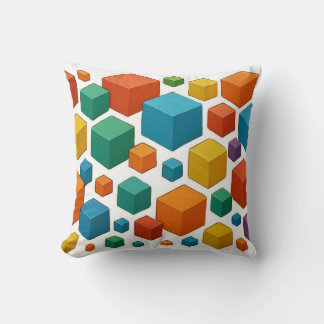 Cubes galore on white Throw Cushion