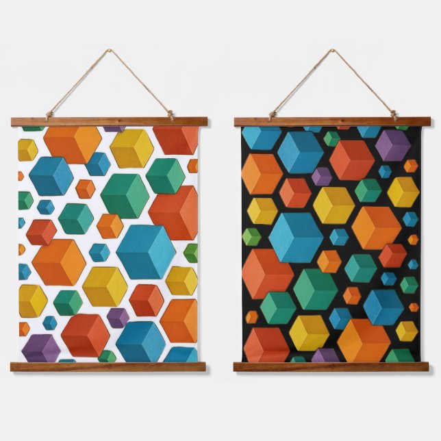 Cubes galore Wood Topped Wall Tapestry (Double)