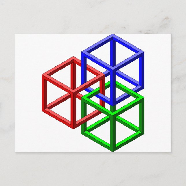 Cubes Impossible Geometry Optical Illusion Postcard (Front)