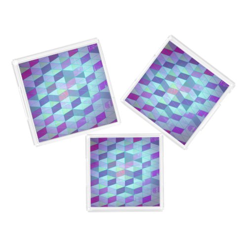 Cubes Into Triangles Geometric Pattern Acrylic Tray